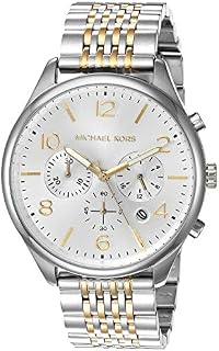 Michael Kors Men's Merrick Quartz Watch with Stainless-Steel-Plated Strap, Silver/Two Tone, 20