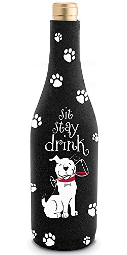 Epic Products Sit, Stay, Drink Neoprene Wine Bottle Epicool, 10-Inch