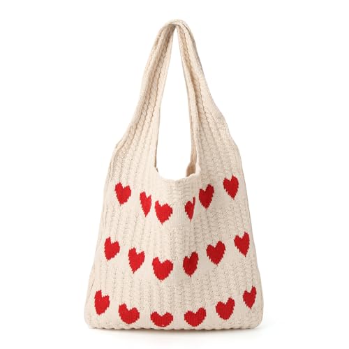 Red Heart Woven Handbag