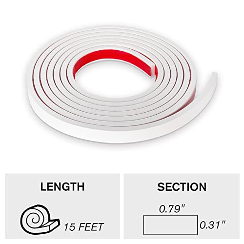 Window Grille Inserts Grid Kit - Mustry 15 Ft X 4/5 Inch(W) X 1/3 Inch(T), Self Adhesive Trim Diy Simulated Colonial Non-Surround Grid Style Window Mullion Muntin, White (Thick Version) #TOP2