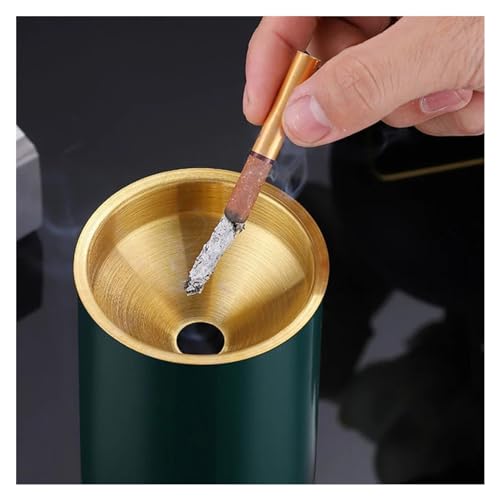 Cendrier de table avec entonnoir en acier inoxydable, accessoire portable anti-cendres vert