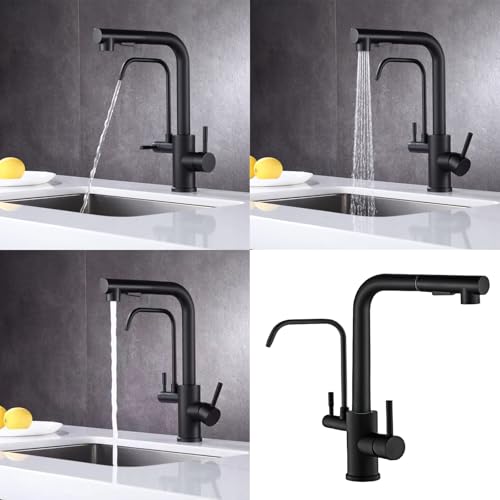 YESOP Torneira De Bancada Cozinha P/Filtro Extensível Preto Acabamento Fosco