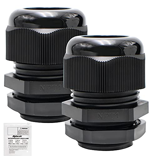 MAKERELE NPT 1” Cable Gland Connector Cord Grip Plastic Nylon Waterproof Wire Protectors