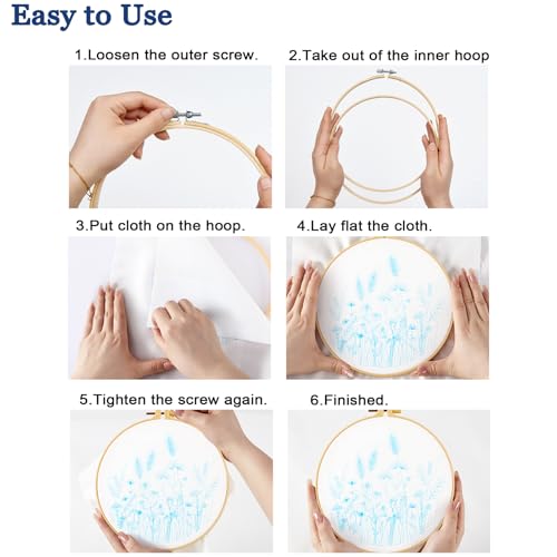 Image of Crafmanoe Flower Embroidery Kits for Beginners Adults, Hand DIY Embroidery Starter Kits, Floral Stamped Cross Stitch Kits for Beginners Adults Craft Kits for Women, Embroidery Hoops, Fabric and Thread