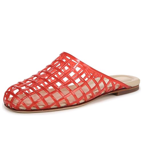 Image of Jelly Shoes for Women Jelly Mesh Flat Sandals Closed Toe Round Toe Slides Flats Slip on Summer Slippers Mules