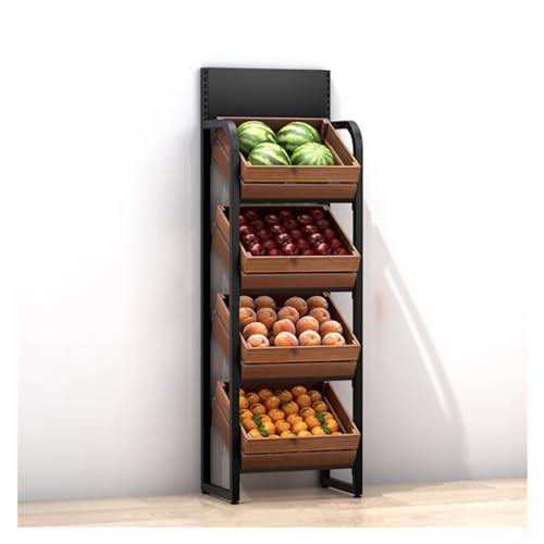 Estante de exhibición grande de 4 niveles para organizar verduras, frutas y bocadillos