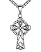Men's Stainless Steel Celtic Cross Filigree Irish Knot Pendant Necklace, 24" Link Chain, aap136