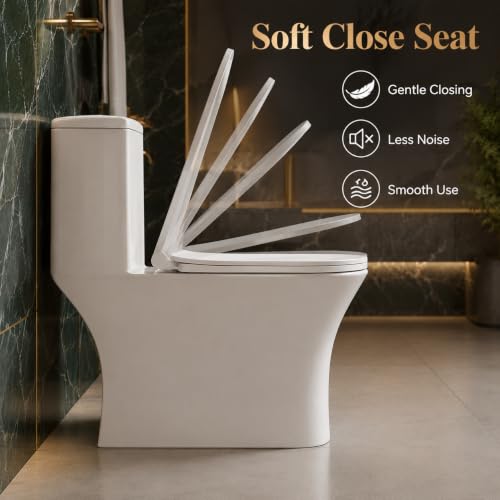 Image of KrissKross One‑Piece Western Commode, S‑Trap 9-12 inch, Soft‑Close Quick‑Release Seat, High‑Gloss Ceramic, White Floor‑Mounted WC for Indian Bathrooms
