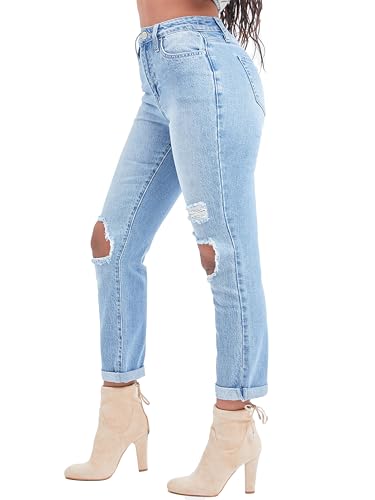 YMI Women's Junior Hybrid Dream High-Rise Mom Fit Ankle Jean2