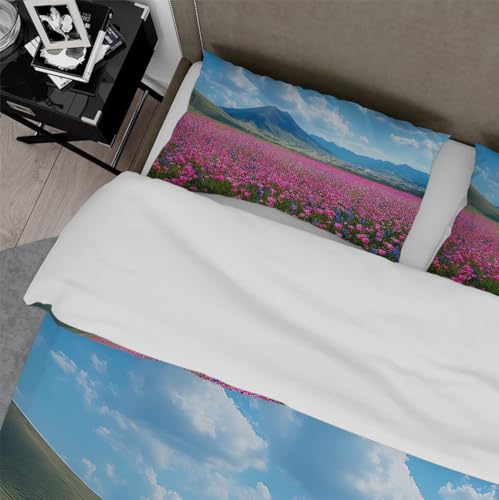 Housse de Couette 240x220 Tulipes avec 2 Taies d'Oreiller