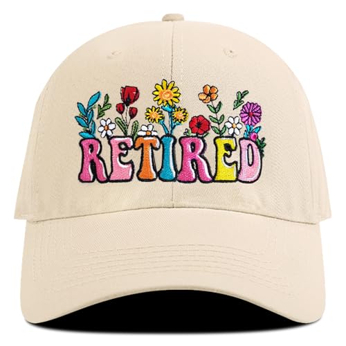 Image of Embroidered Retired Hat, Retirement Gifts, Adjustable Cotton Breathable Colorful Baseball Cap