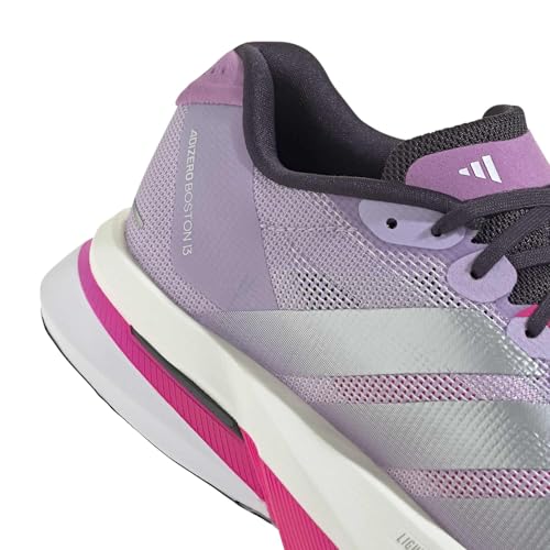 Image of adidas, Womens, Adizero Boston 13 Running Shoes, Powder Plum /Silver Metallic /Shock Pink, 6, B - Medium