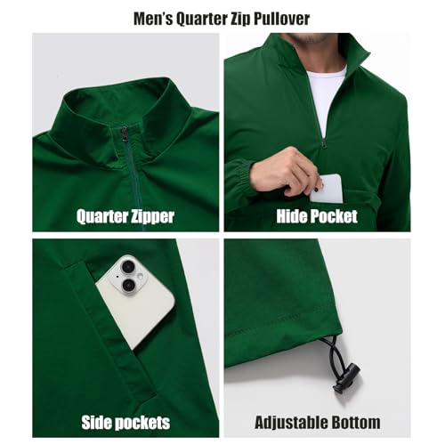 Image of EDITCOZY Men's Lightweight Quarter Zip Pullover Casual Windbreaker for Running Golf Jackets with 3 Pockets