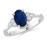 Handarbeit von Experten Angara.com - Gold 14 Karat (585) 14 Karat (585) Weißgold Ovalschliff Rundschliff  Leicht getöntes Weiß/Top Crystal (I) Diamant Saphir