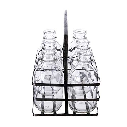 Diamond Star QD94006 Mason Jar Flower Vases Decorative Glass Bottles Set With Metal Basket thumb #4
