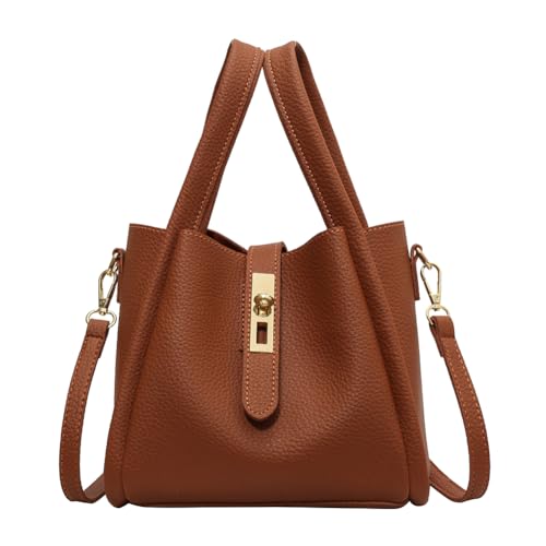 RuiDay Sac à main pour femme, sac à main à bandoulière en cuir, Sacs seau pour femme, Sac à bandoulière, sac seau avec petit sac à main (Marron)