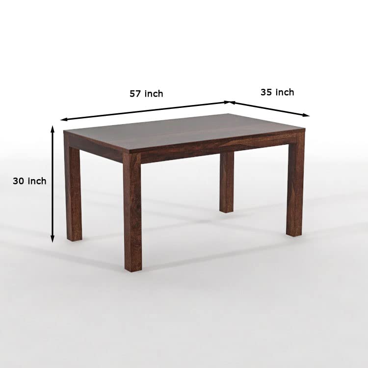 Image of Wooden Dining Set 6 Seater with Chairs | Solid Sheesham Wood 6 Seater Dining Table for Home and Dining Room Sets | Walnut Finish