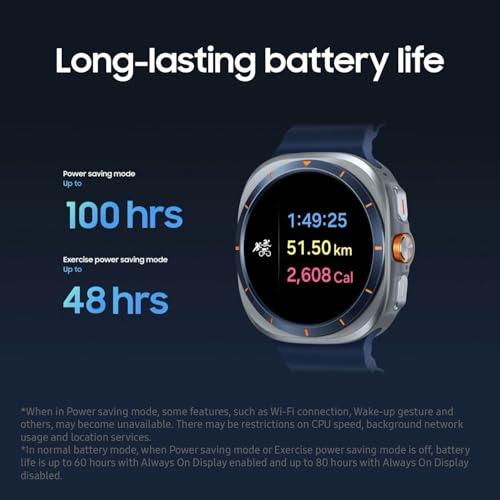 Image of Samsung Galaxy Watch Ultra Smartwatch - 2025 Version, 47mm, Titanium Blue, LTE (CAD Version & Warranty) - Durable Titanium Casing, Cushion Design, Quick Button, AI-Powered Health Monitoring