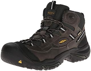 KEEN Utility Men's Braddock Mid Steel Toe Waterproof Work Boot,Gargoyle/Forest Night,12D