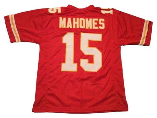 Generic Patrick Mahomes Custom Jersey Stitched Red Football New No Brand/Logos (US, Alpha, Large, Regular, Regular, Red)