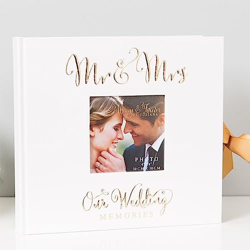 Large Wedding Photo Album Holding 50 6 x 8 Photographs Mr & Mrs Our Wedding Memories