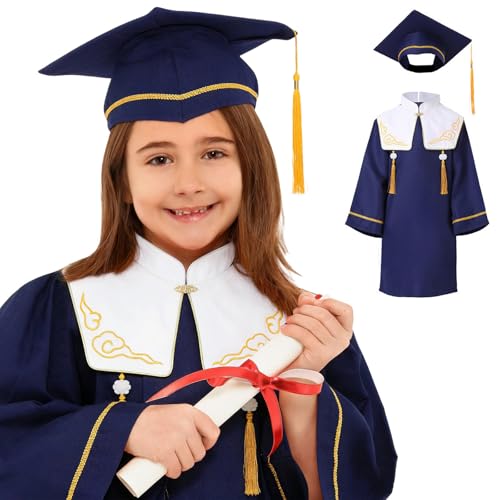 Image of Kindergarten 2025 Graduation Cap and Gown Tassel Sets with Charm 2PCS Graduations Stoles for Kids Grad Party Clothes