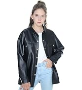 Mebius Girls Oversize Leather Jacket Kids Long Sleeve PU Faux Leather Pockets Youth Zip Up Outerw...