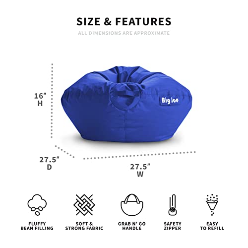 Big Joe Milano Bean Bag Chair, Gray Plush, 2.5ft & Classic Bean Bag Chair, Sapphire Smartmax, 2ft Round - Image 7