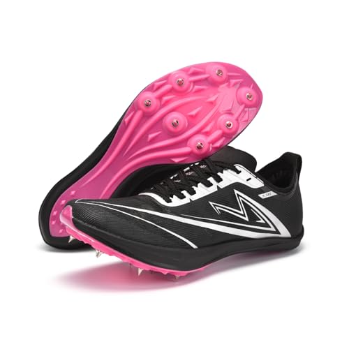 Track and Field Shoes Men Women Kids Spikes Sneakers Full-Length Carbon Plate Track Race Jumping Sneakers Girls Professional Running Tarck Spikes Shoes Boys (black, Adult, Men, 8, Numeric, US Footwear Size System, Medium)