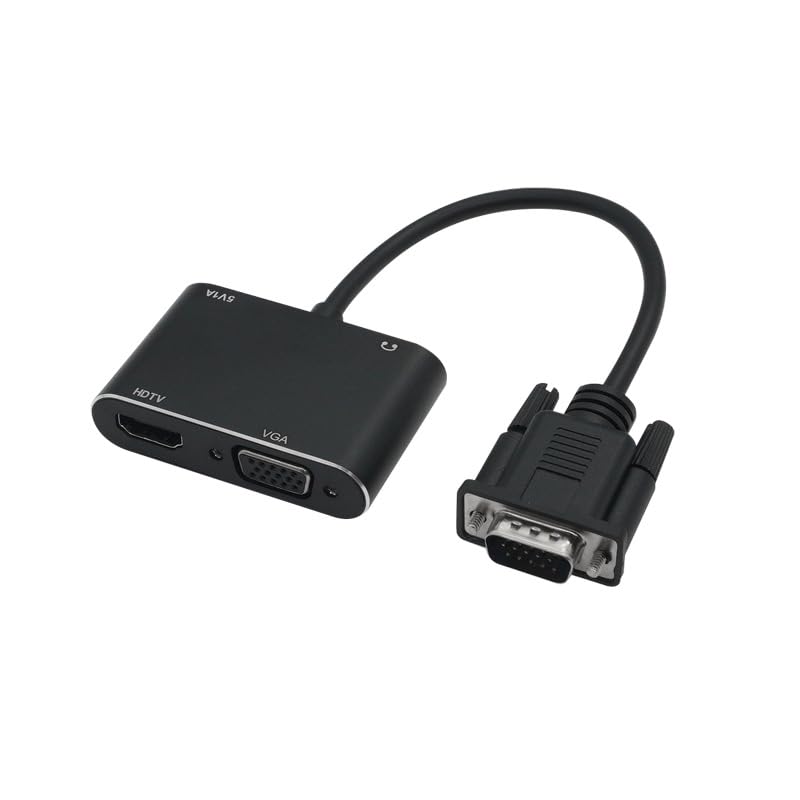 Adaptateur VGA vers HDMI 2 en 1 avec convertisseur audio 3,5 mm pour projecteur