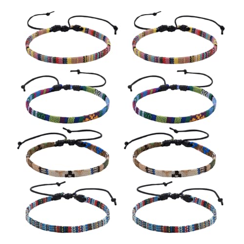 Fußband Herren 8 Stück Gewebte Armbänder Fußband Herren & Damen Verstellbare Gewebte Armband Handmade Strand Schmuck Für Valentinstag Geburtstag Weihnachten Handmade Strand Festival Accessoires Cover