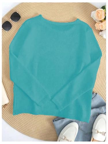 Image of Verdusa Women's Beach Cover Up Sweaters Letter Print Long Sleeve Crochet Crew Neck Knit Sweater Summer Tops