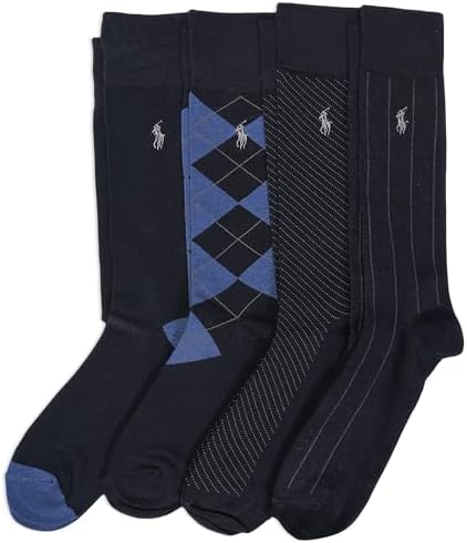 POLO RALPH LAUREN Mens Assorted Pattern Dress Crew Socks 4-Pack