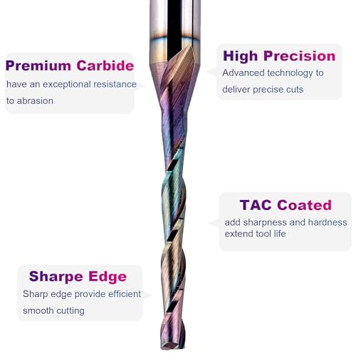 Image of SpeTool Upcut Spiral Router Bit 1 /8 Inch Cutting Diameter 1 /4 Inch Shank, Extra Long 3 Inch Extreme Tool Life Coated Solid Carbide CNC Wood Plunge Router Bits