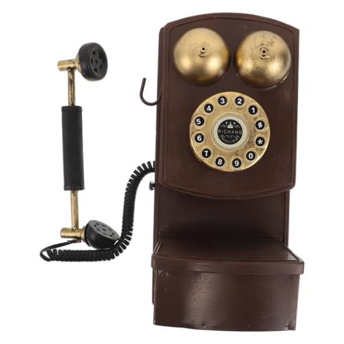 Teléfono decorativo de pared antiguo estilo vintage con cajón de almacenamiento de hierro