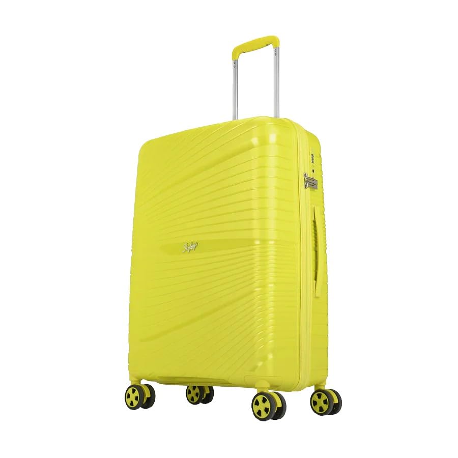 Image of Skybags Polypropylene Skylite Trolley Bag | Hard-Sided Luggage for Travel with Smooth 8-Spinner Wheel & TSA Lock | 5-Year International Warranty (Yellow, Set of 3)