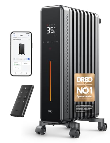 Dreo 2000W Smart Oil Filled Radiator for Large Room, 9 Fins Silen...