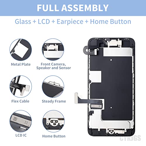 For Iphone 8 Plus Screen Replacement With Home Button 5.5” Black Repair Kit, 3D Touch 8Plus Lcd Display Digitizer Full Assembly With Front Camera Speaker Sensor, Screen Fix Tools For A1864,A1897,A1898 #TOP1