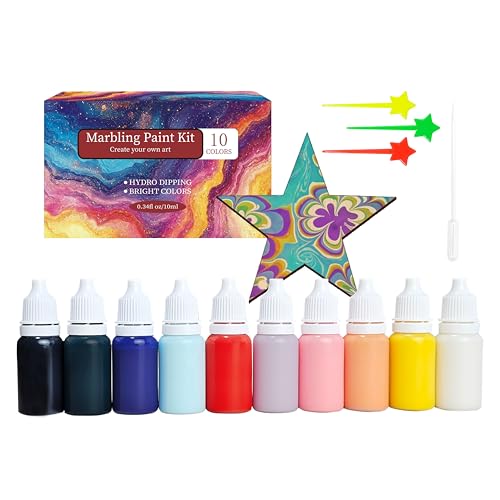 14 Pcs Water Marbling Paint Art Kit Magic Water Turkish Marble Pattern Acrylic Pouring Floating Paint Hydro Dipping Marble Painting Set for Wood Clothes Shoes Fabric Paper