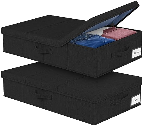 mepure 2 Pack 48L Underbed Storage, 79x40x15cm, Fabric Under Bed Storage Boxes with Lids