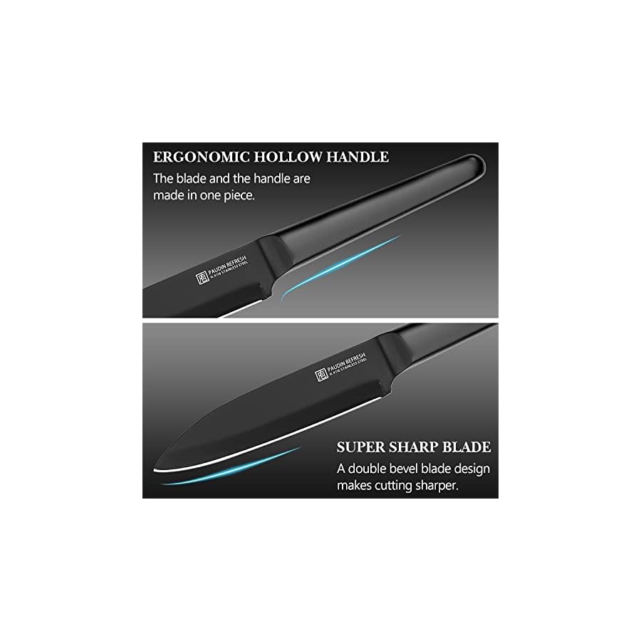 PAUDIN-Knife-Set-5Pcs-Professional-Black-Chefs-Knife-Set-5-Black-Stainless-Steel-Kitchen-Knifves-Include-Chef-Bread-Carving-Utility-Paring-Knife-Boxed-Knife-Sets-for-the-Kitchen PAUDIN Knives Set, 5 Piece Professional Chefs Knife Set, Stainless Steel Kitchen Knives Include Chef Bread Carving Utility Paring Knife Boxed Knife Sets Hollow Handle German Steel