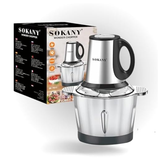 Moedor Elétrico Sokany Potente Alimentos 500W Carnes Picador Legumes Temperos Processador Triturador Multiprocessador Inox 3L 110V