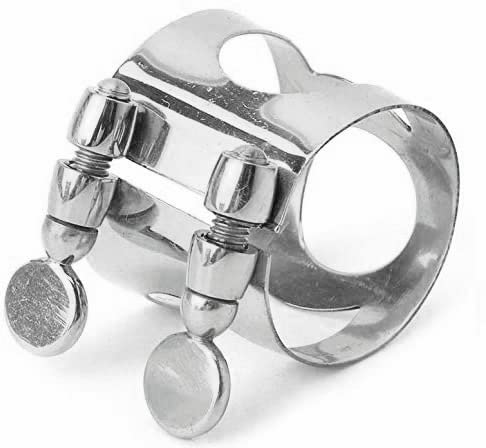 Jiayouy Alto Sax Mouthpiece Ligature Double Screws Ligature Silver Plated thumb #2