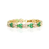 14K Gold Plated Crystal Tennis Link Bracelet Cubic Zirconia Birthstone Cz Bracelets Crystal Wedding