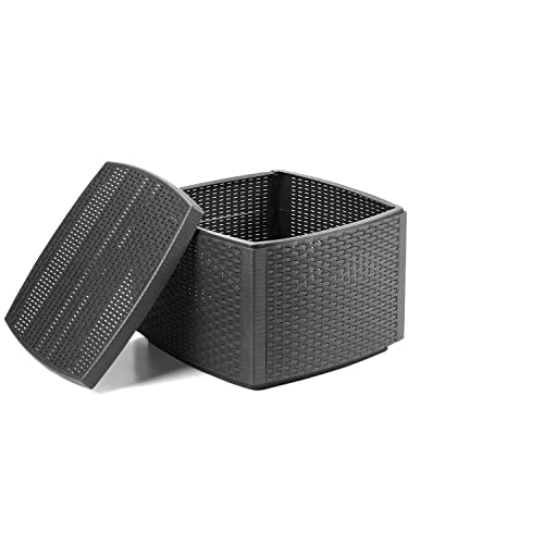 Mesa de Centro/Baúl Exterior, Mesa Polipropileno, Mesa Auxiliar Outdoor, Modelo Kilu, Acabado en Antracita, Medidas: 53 cm (Largo) x 53 cm (Ancho) x 40 cm (Alto)