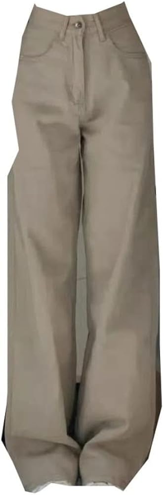 BHJIGDB Women's Pants Beige High-Waisted Jeans Women's