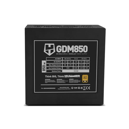 Miniatura 6 de NOX Xtreme Products Hummer GDM 850W Gold – Fuente de alimentación Modular ATX 3.1 80 Plus Gold, Ventilador silencioso 120 mm, PCIe 5.1, eficiencia 90%, Cables Planos Extra Largos