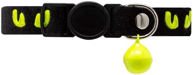 AllPetSolutions Adjustable Reflective Cat Collar (Green Cat Eyes) with Quick Release Buckle and Bell, Safe Breakaway Collar for Cats & Large Kittens