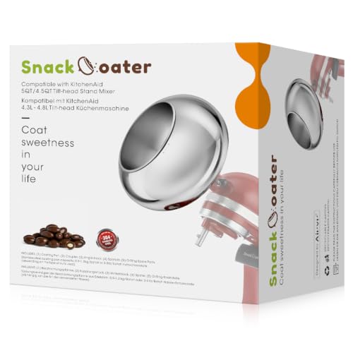 Image of Aieve Snack Coater Compatible with KitchenAid Tilt-Head Stand Mixer, Chocolate Coating Attachment for Freeze-Dried Strawberries,Almonds,Pistachios & Nuts, Home & Commercial Use