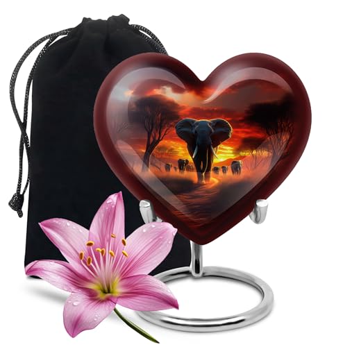 Image of Elephant Urn for Ashes Large Urn for Human Ashes Adult Female 8 Inch Large | Large Cremation Urn for Human Ashes Adult Female, Decorative Burial Urns for Mom & Dad, Memorial Urns